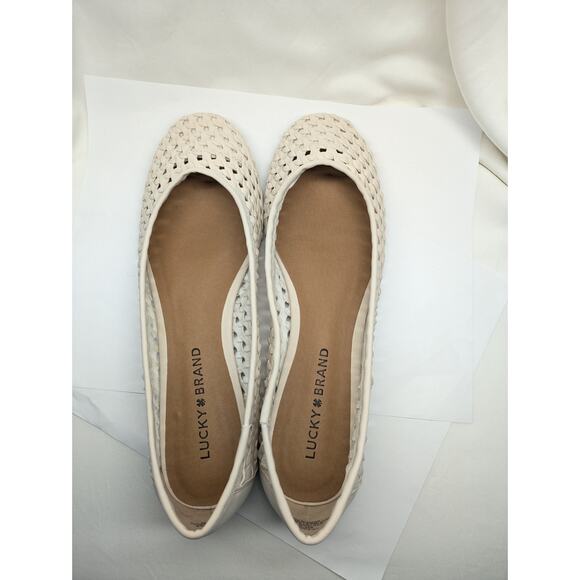 Lucky Brand Eyelet Flats Women 8 White Eisadora Coquette Cottage First Communion - Picture 3 of 8
